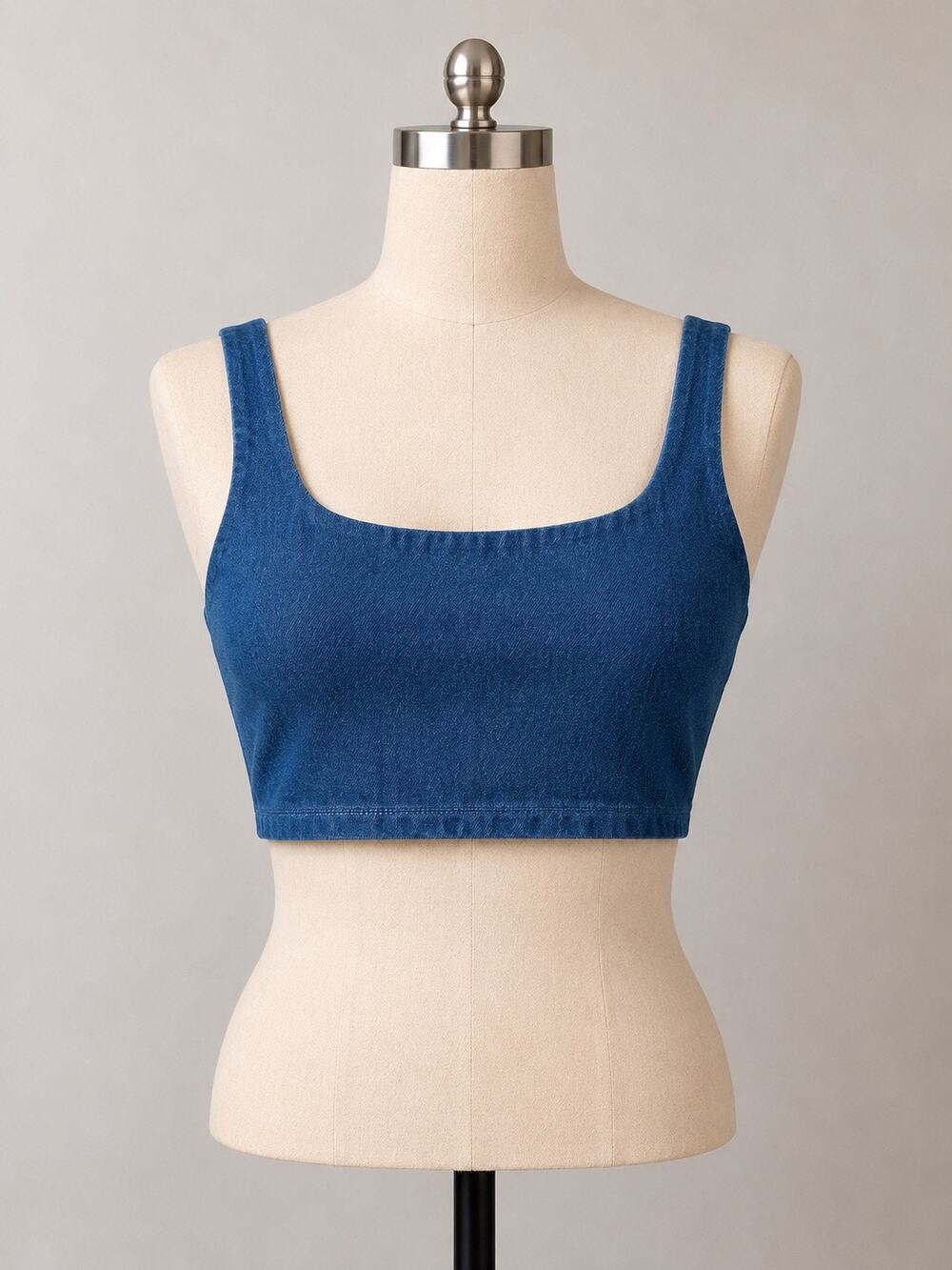 NWT Susana Monaco Light Denim Stretch Crop Top Size M